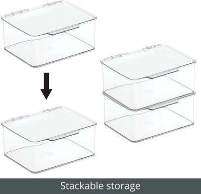 mDesign 4er-Set Küchen Organizer mit Deckel – kleine Vorratsdosen für Küchenregal und Vorratskammer