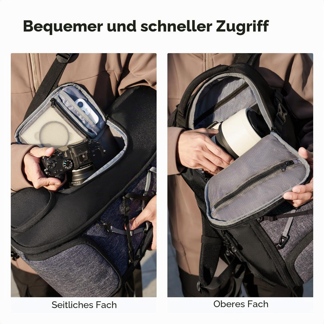 K&F CONCEPT Fotorucksack Gross Kamerarucksack 30L Wasserdicht Camera Backpack mit Regenschutz für DS
