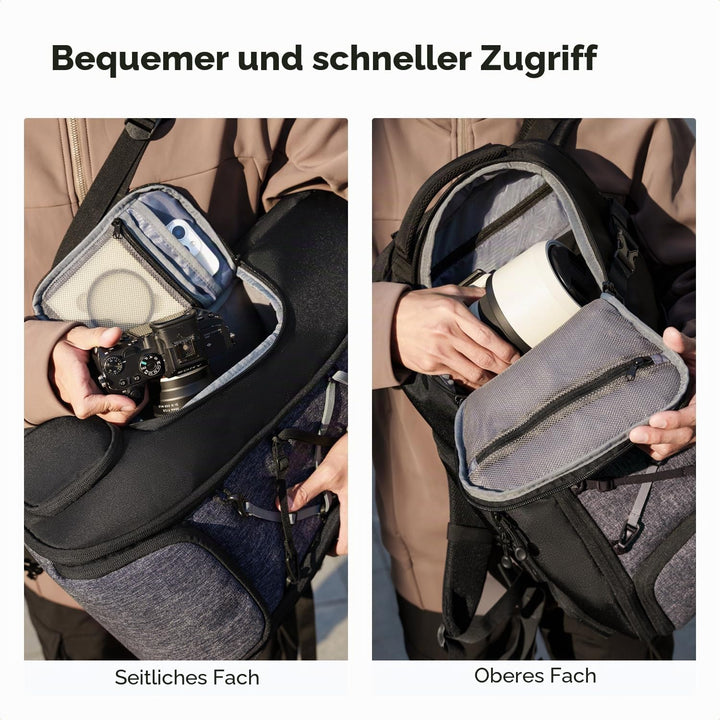 K&F CONCEPT Fotorucksack Gross Kamerarucksack 30L Wasserdicht Camera Backpack mit Regenschutz für DS