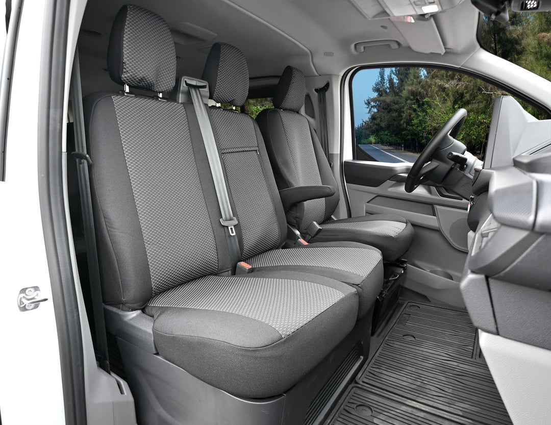 Z4L Lux Sitzbezüge passend für Transit Custom ab 2024, Polyester Schwarz/Grau, 3 Sitze