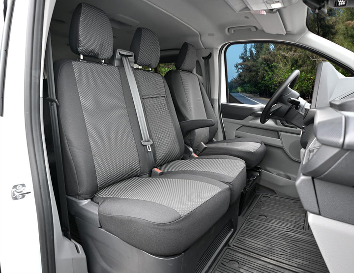 Z4L Lux Sitzbezüge passend für Transit Custom ab 2024, Polyester Schwarz/Grau, 3 Sitze