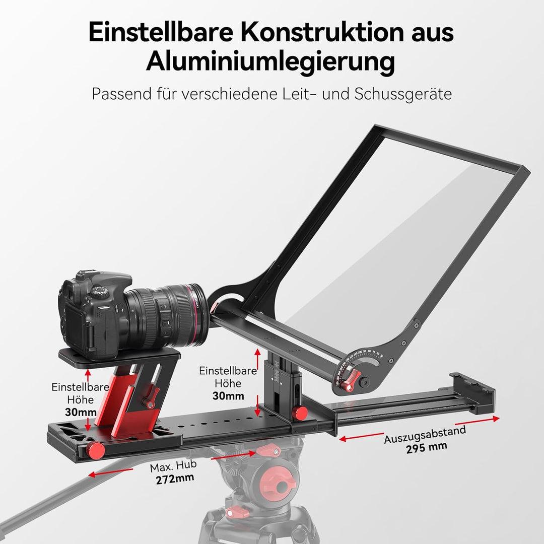 Desview P17 Teleprompter Aluminiumlegierung 17 Zoll, Prompter für iPad/Tablet mit Fernbedienung und