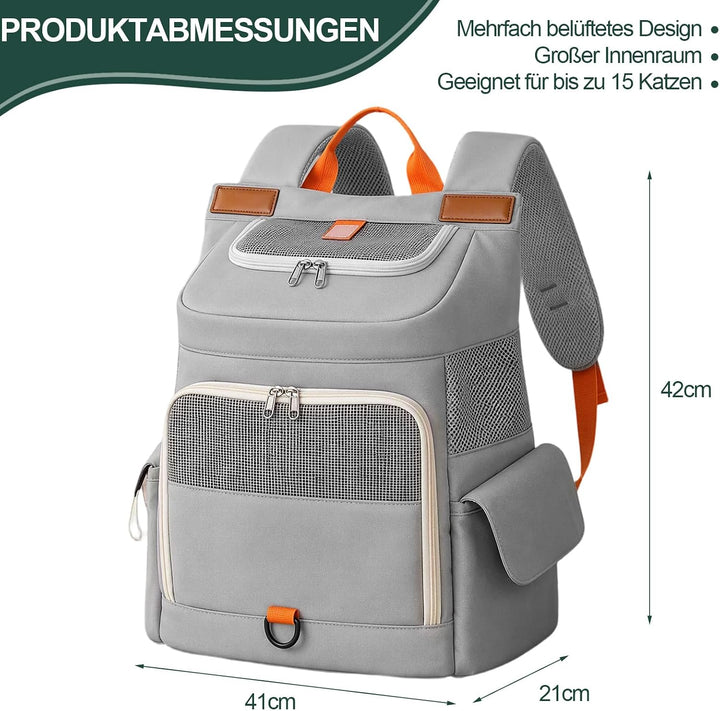 Rucksack für Katze und Hund Tragbarer, geräumiger und atmungsaktiver Katzenrucksack (grau)