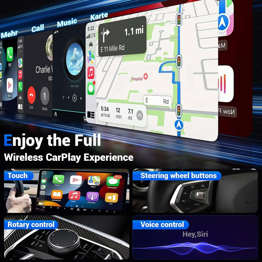 CarPlay Wireless Adapter für iPhone, Wired CarPlay auf kabelloses CarPlay, USB/Type-C, Plug &amp; Play,