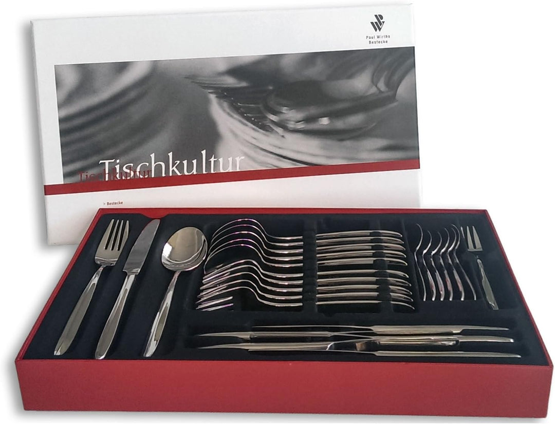 PW Paul Wirths ROMA 2600 Besteck Set für 6 Personen, Essbesteck 30 teilig, Edelstahl poliert & rostf