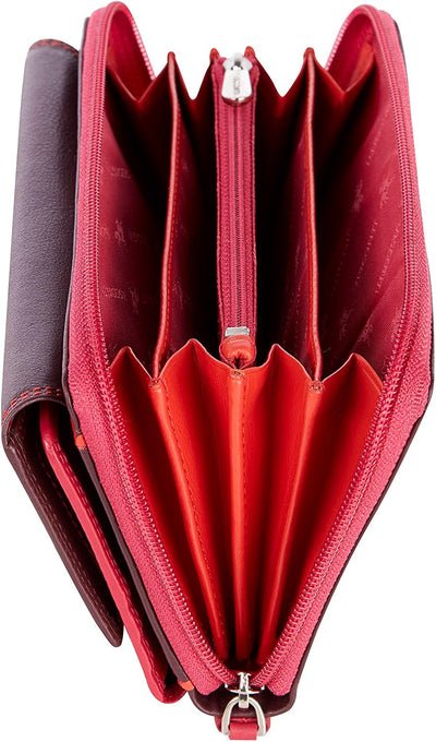 VISCONTI Leder Damen Geldbörse Rainbow Mehrfarbig XL Purse (RB78) (Plum Multi), Plum Multi