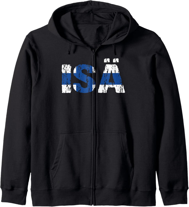 Isa Finnish Dad Father Finland Flag Suomi Distressed Kapuzenjacke
