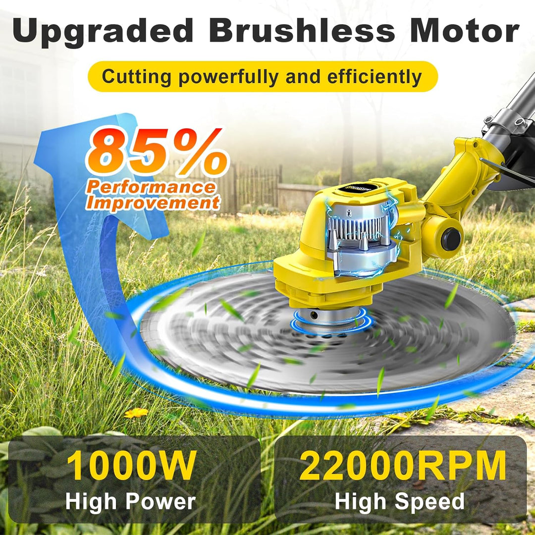 4-in-1 Akku-Rasenmäher mit Unkrautbürste und Zwei 4.0Ah Akkus, 9 Zoll Bürstenloser Motor Multi-Kling