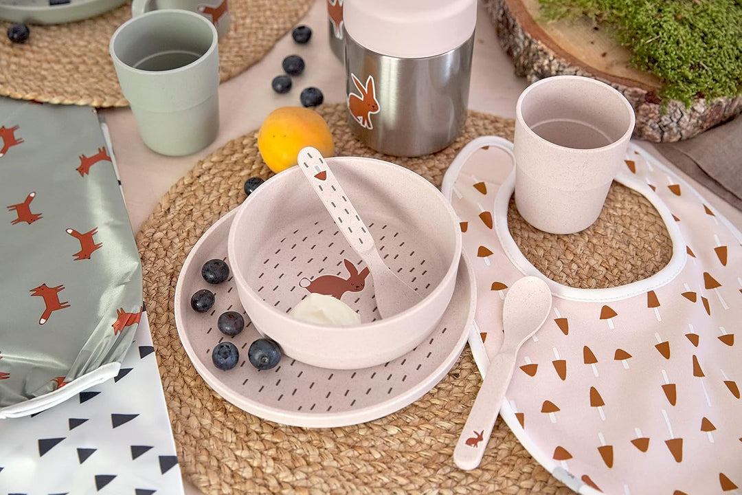 LÄSSIG Kindergeschirr Set (Teller, Becher, Schälchen, Löffel), BPA-frei, für Spülmaschine und Mikrow