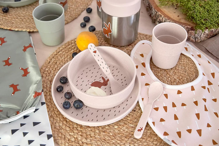 LÄSSIG Kindergeschirr Set (Teller, Becher, Schälchen, Löffel), BPA-frei, für Spülmaschine und Mikrow