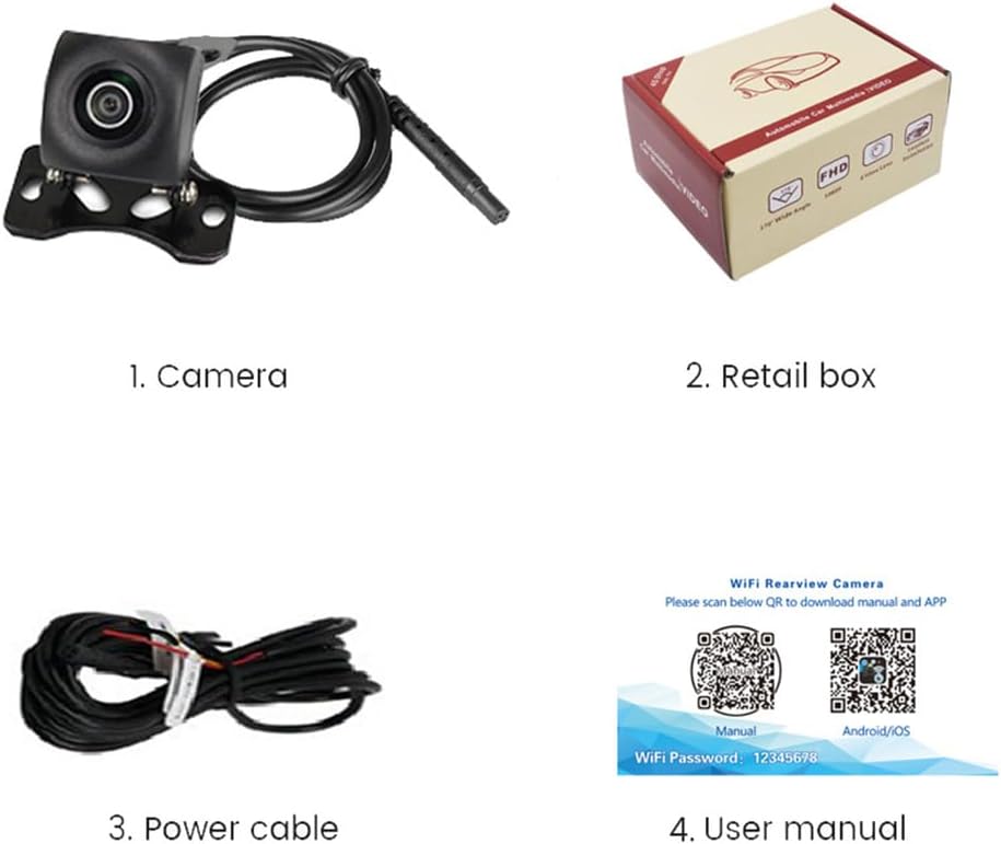 Rückfahrkamera WiFi, Frontkamera Auto wasserdichte IP68 Kabellose Rückfahrkamera HD-Nachtsicht-Mini-