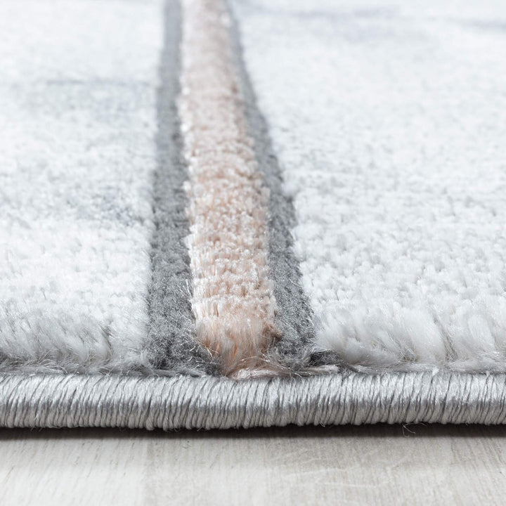 Carpetsale24 Modern Designer Teppich, Kurzflor Karo - Marmor Optik, Rechteckig, Grau und Bronzefarbe