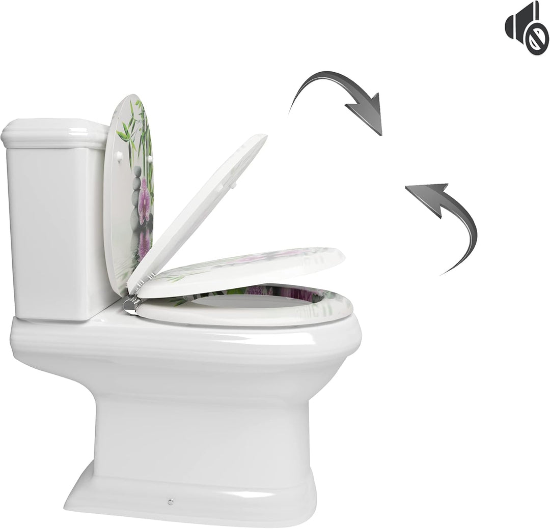 WOLTU Premium WC-Sitz Toilettensitz mit Absenkautomatik, MDF Holzkern, Softclose Scharnier, Antibakt