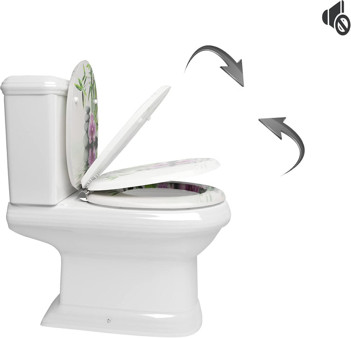 WOLTU Premium WC-Sitz Toilettensitz mit Absenkautomatik, MDF Holzkern, Softclose Scharnier, Antibakt