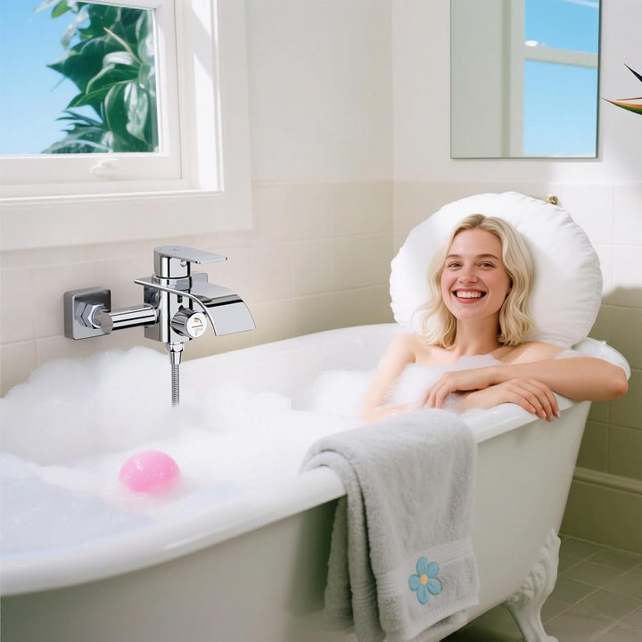 KULACO Badarmatur, Wasserfall, Duscharmatur, Badarmatur aus Messing, Einhebelmischer für Badewanne,