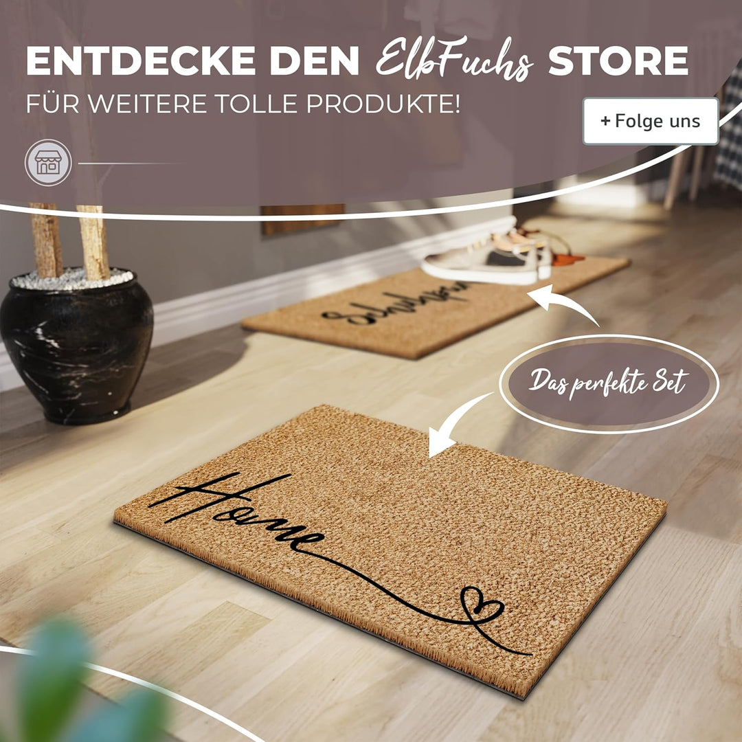 ElbFuchs Kokos Fussmatte 60x40cm Home I Extra strapazierfähige & rutschfeste Kokosmatte I Für den In