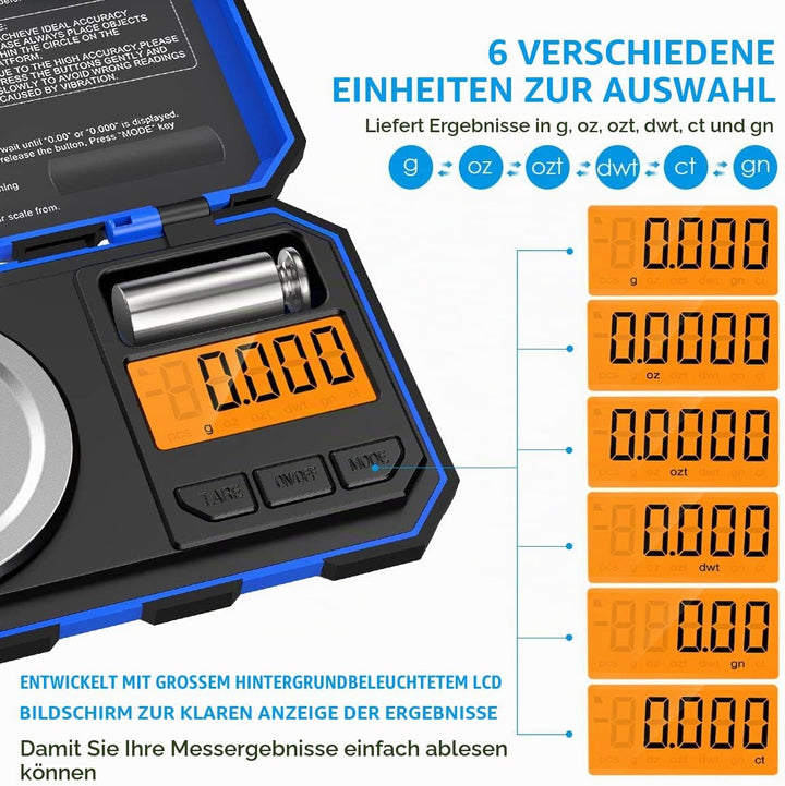 Brifit Feinwaage, 50g /0.001g Digitalwaage Taschenwaage, Schmuckwaage, Goldwaage, Präzisionswaage Mi