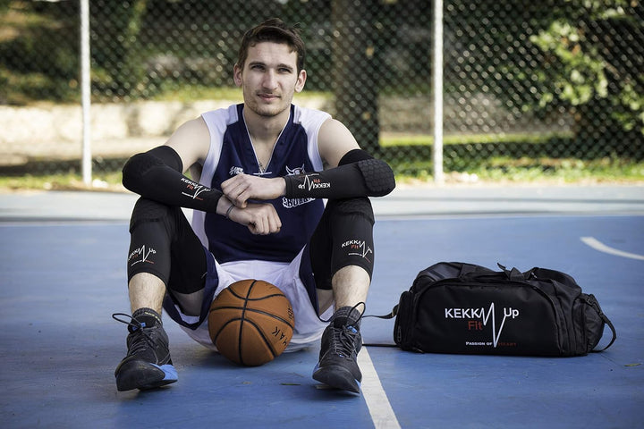 KEKKUPFIT - Ellbogenschützer Basket - Kompression - Ärmel - Armstulpen mit Protektoren Sport - Baske
