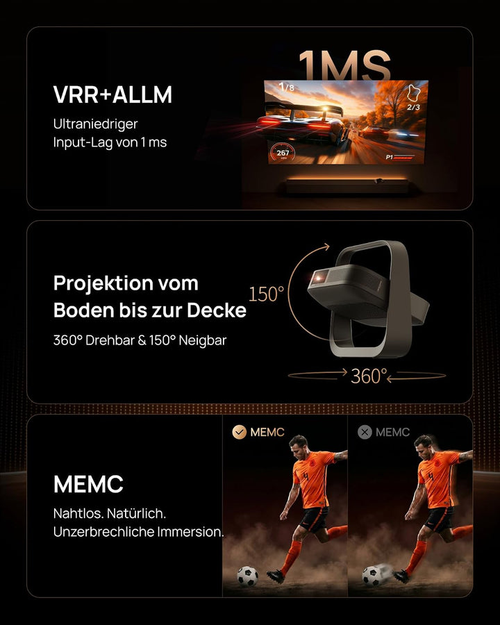 XGIMI Elfin Flip 4K Beamer Heimkino, Laser Projektor Outdoor Tageslicht | 1600 ISO-Lumen, Google TV