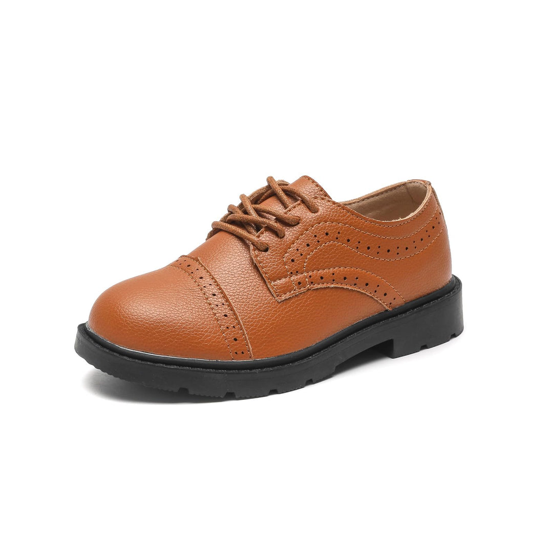 DADAWEN Jungen Anzugschuhe Schule Uniformschuhe Schnürhalbschuhe 34 EU Braun, 34 EU Braun