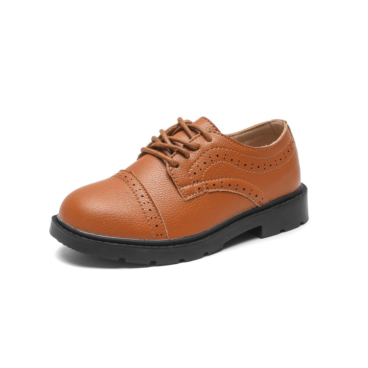 DADAWEN Jungen Anzugschuhe Schule Uniformschuhe Schnürhalbschuhe 34 EU Braun, 34 EU Braun