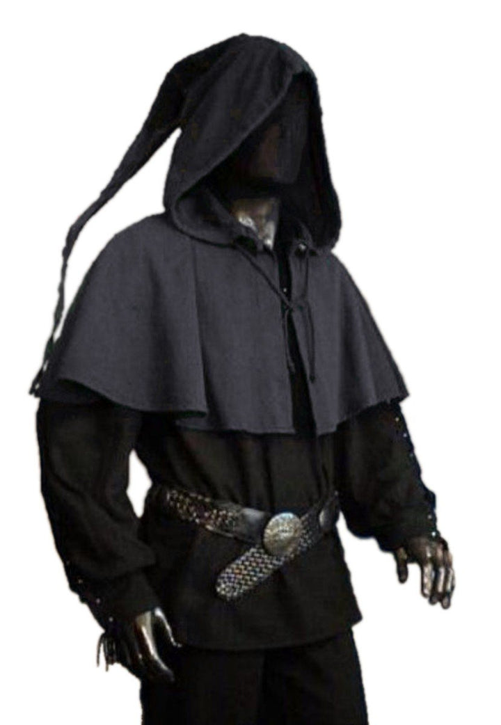 Dark Dreams Gothic Mittelalter LARP Gugel mit Zipfel Askell, Farbe:schwarz, Grösse:Freesize Einheits