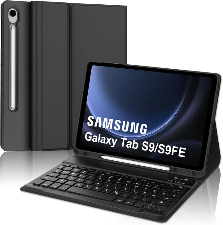 FOGARI Samsung Galaxy Tab S9 FE Tastatur Hülle | Samsung Galaxy Tab S9 Tastatur Hülle | QWERTZ Deuts