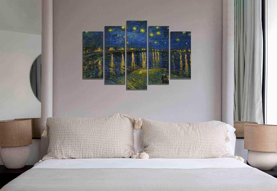 Vincent Van Gogh Kunstdruck auf Leinwand, Motiv Sternennacht über der Rhone, 112 x 61 cm 112cm x 61c