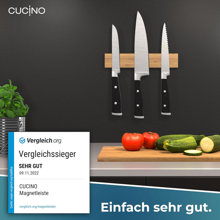 Magnetleiste Messer mit extra starkem Magnet - Vergleichssieger 2022 - Einfache Montage mit 3M Klebe