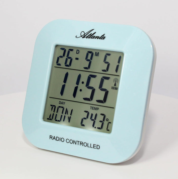 Atlanta LCD Funkwecker Digital Anzeige Licht Snooze Temperatur - 1894/5 (Blau), Blau