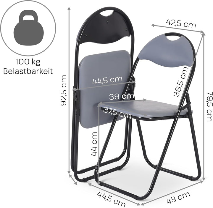 MACOShopde by MACO Möbel Raburg Gästestuhl 6er Set Paul - in GRAU, stabiles Faltstuhl + Klappstuhl-S