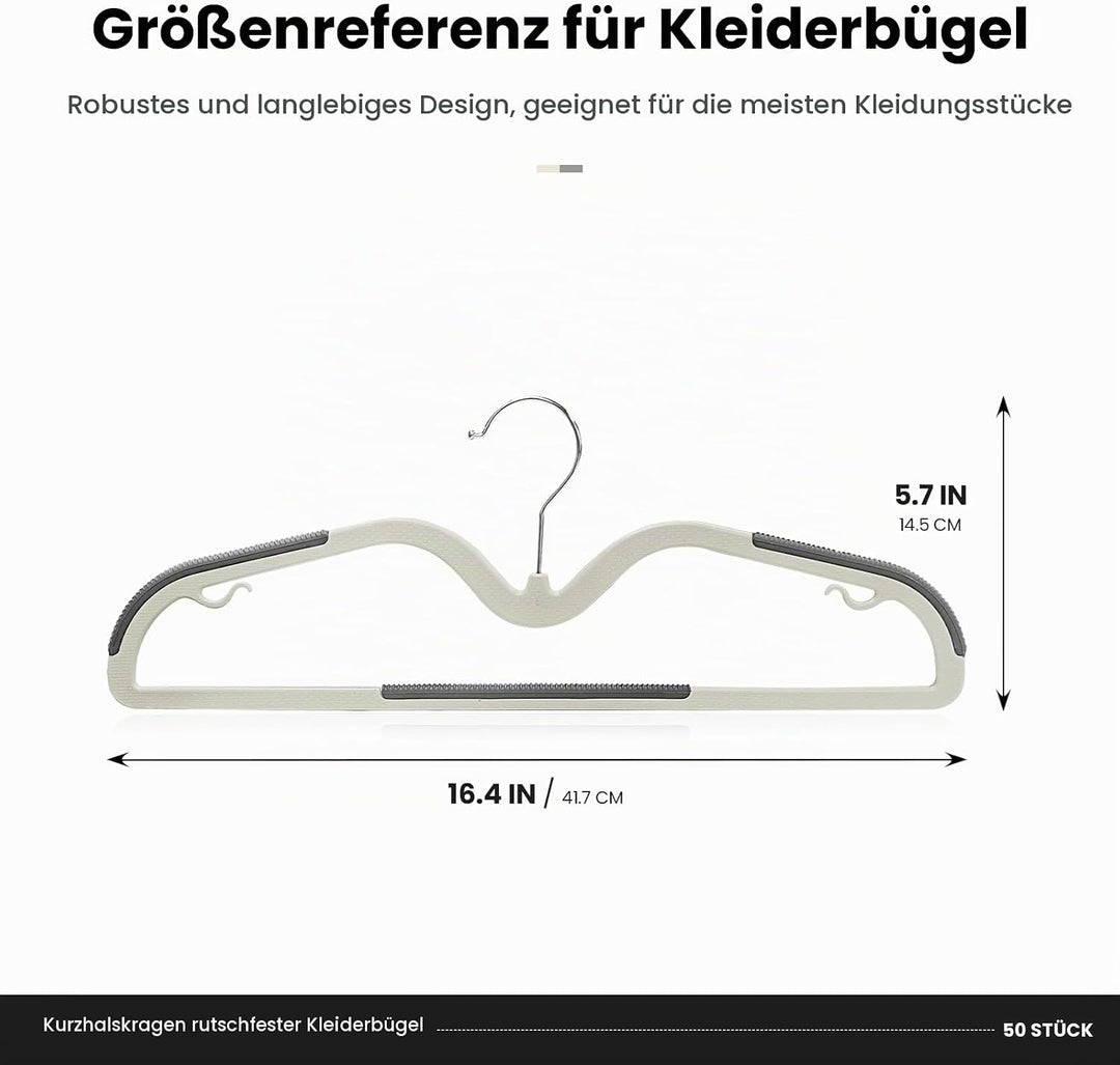 Jiang&amp;Rong 50 Stück Kunststoff Kleiderbügel, rutschfest, Platzsparend | Kleiderbügel Kurzer Hals, Mi