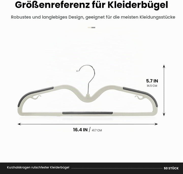 Jiang&amp;Rong 50 Stück Kunststoff Kleiderbügel, rutschfest, Platzsparend | Kleiderbügel Kurzer Hals, Mi