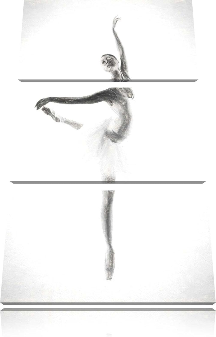 Pixxprint Ästhetische Ballerina / 3-Teilig/Gesamtmass 120cm Leinwandbild bespannt auf Holzrahmen/Wan