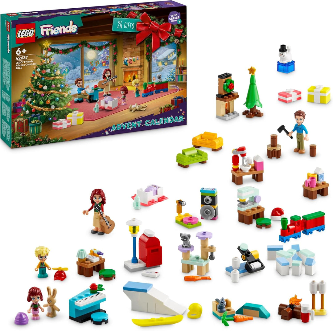 LEGO Friends Adventskalender 2024, vorweihnachtliches Kinderspielzeug mit 5 Charakteren und 3 Tieren