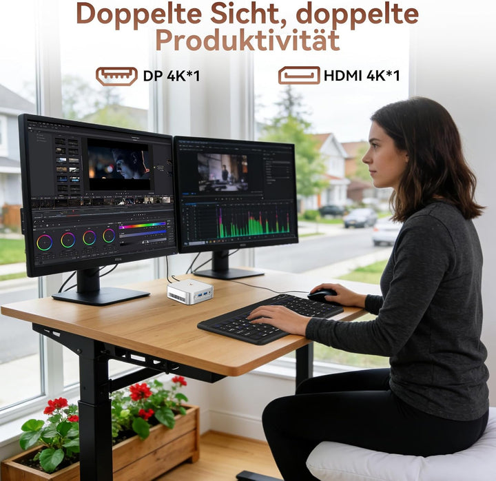 Huidun H80 Mini PC АMD Ryzen 5 (Besser als 4300U/i3-10110U) W11-Pro 16GB RAM 512GB SSD, 4K@60Hz UHD