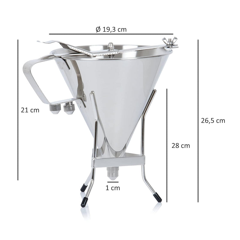 Mahlzeit Edelstahl Teigportionierer | Auslass Ø 0,3-1 cm | mit Auslassöffnung, Absperrhahn und Geste