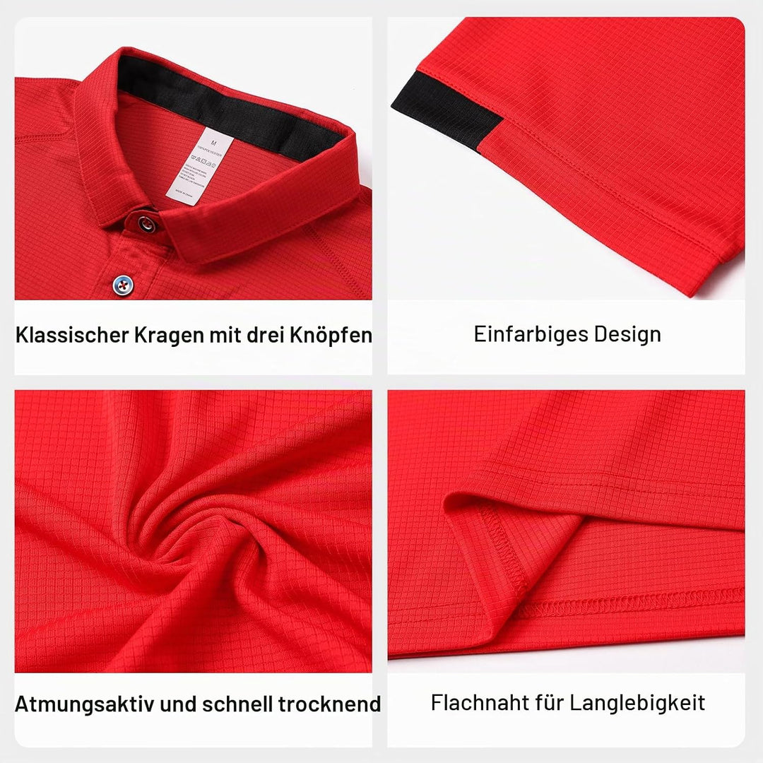 HUAKANG 3er Pack Poloshirt Herren Kurzarm Schnelltrocknend Atmungsaktives Tennis Poloshirt Herren So