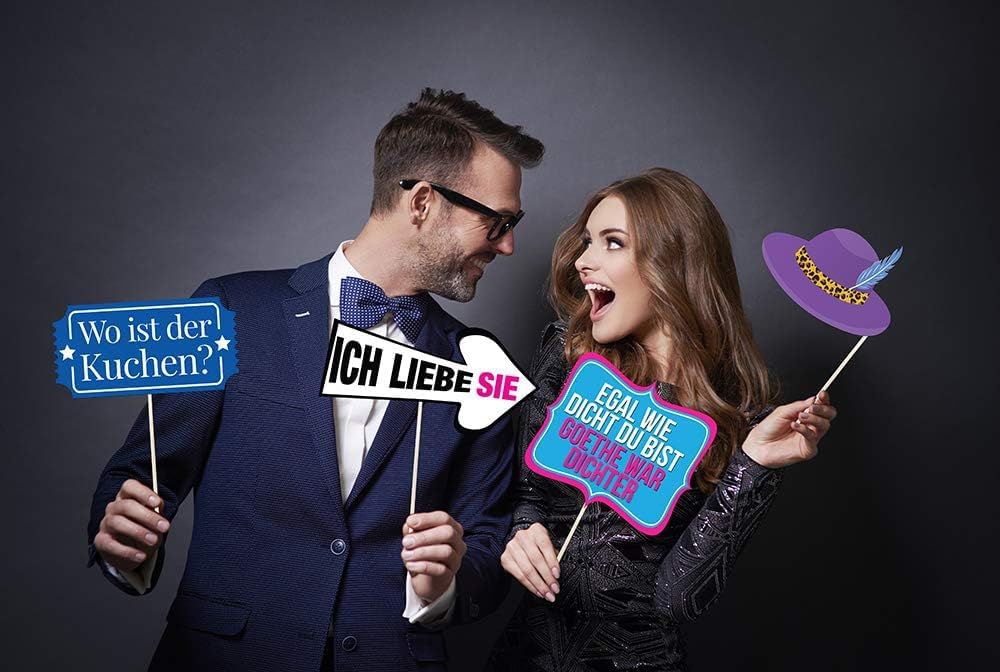 Lustige Geburstagsparty Fotobox Requisiten – 42 Stück – Für 18., 30., 40., 50., 60., 70., 80. & 90.