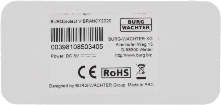 Burg Wächter Vibrations-Sensor innen, batteriebetrieben, Erschütterung Alarm, mit BURGprotect Smart