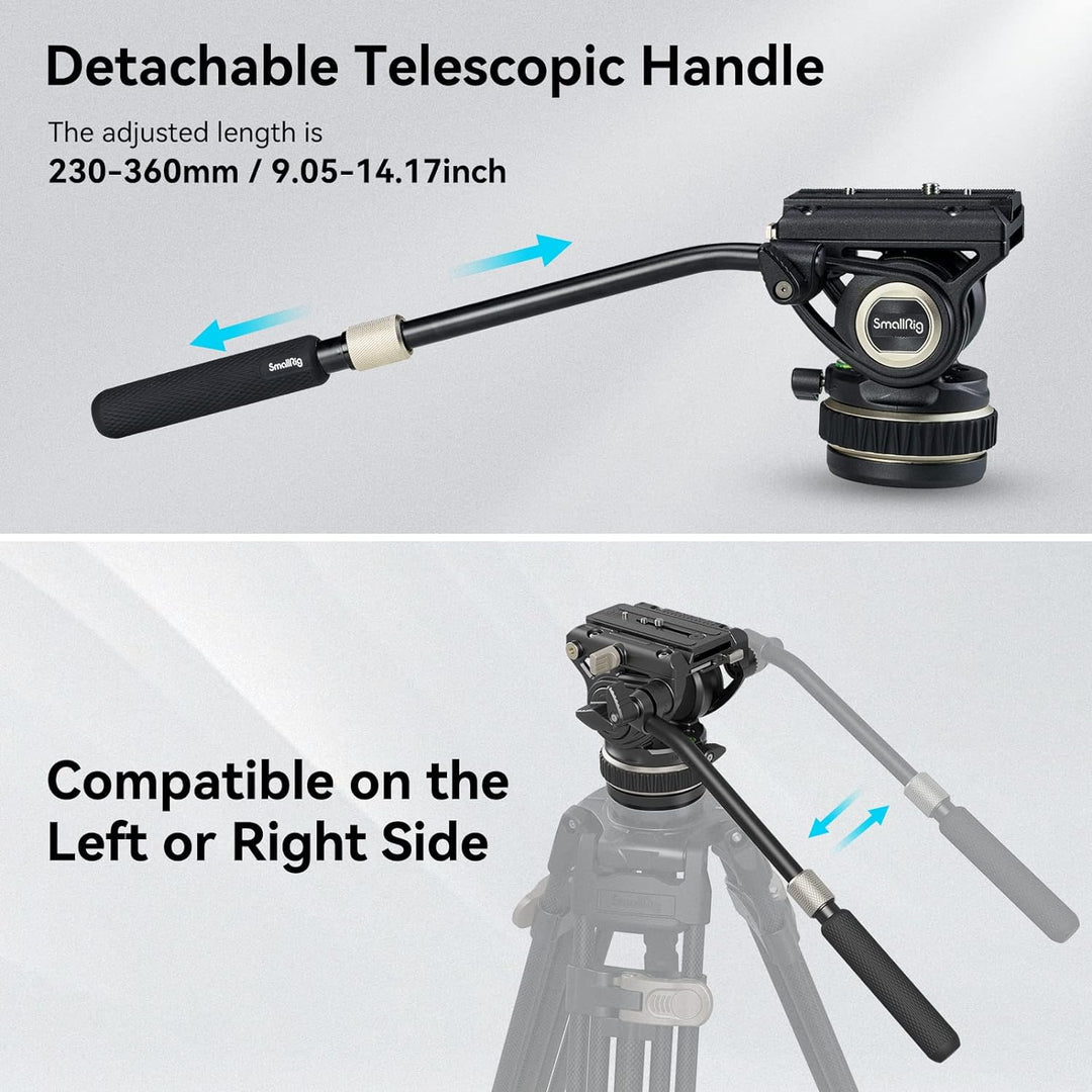 SmallRig Stativ Fluid Videokopf, mit Schnellwechselplatte für Manfrotto und für DJI RS 2 / RS 3 / RS