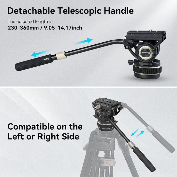 SmallRig Stativ Fluid Videokopf, mit Schnellwechselplatte für Manfrotto und für DJI RS 2 / RS 3 / RS