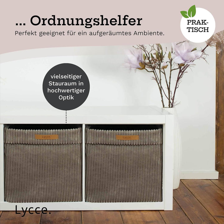 Lycce Kallax Box Cord, Faltbox + abnehmbarer Bezug | taupe Taupe 1 Stück, Taupe 1 Stück