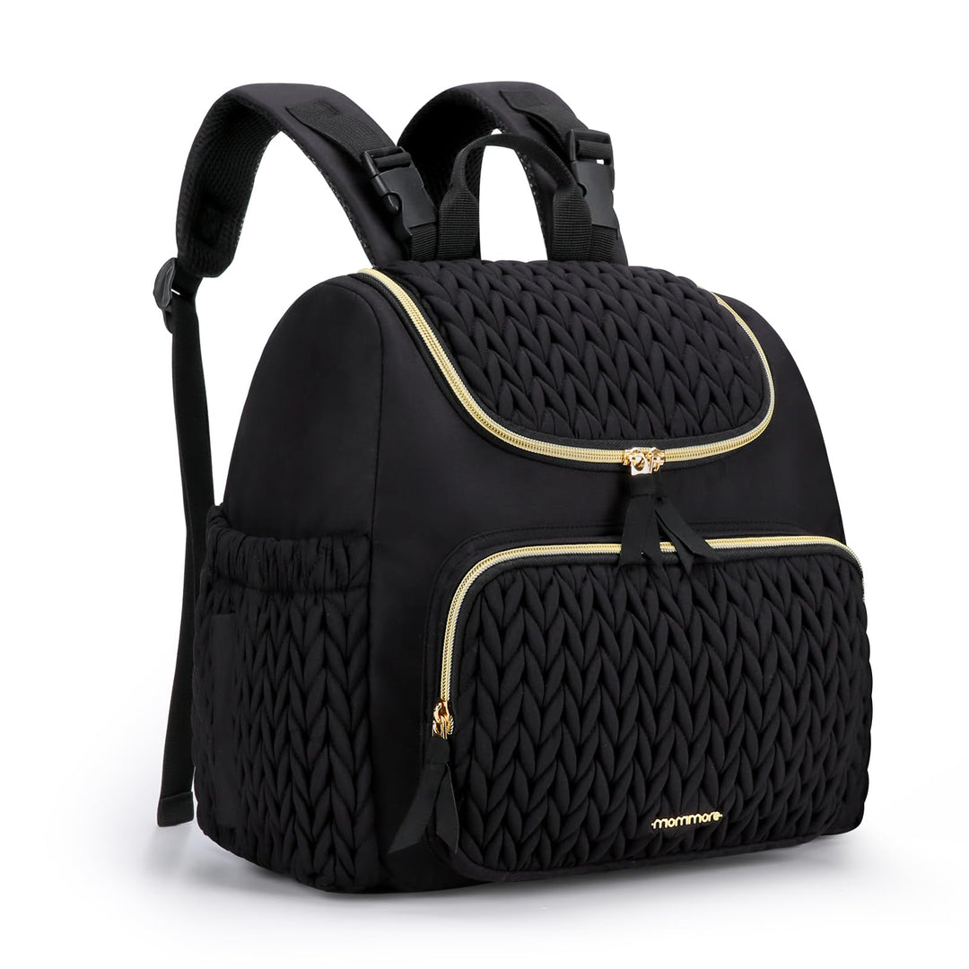 mommore Wickeltasche, kleiner Wickelrucksack, stylischer Baby-Reiserucksack mit isolierten Fächern,