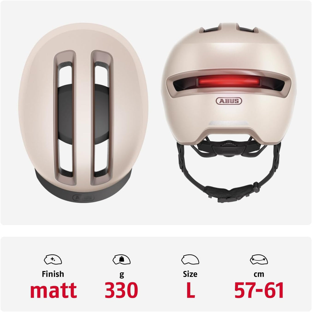 ABUS Urban Helm HUD-Y - mit magnetischem, aufladbarem LED-Rücklicht & Magnetverschluss - Cooler Fahr
