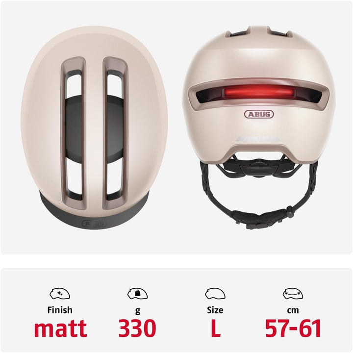 ABUS Urban Helm HUD-Y - mit magnetischem, aufladbarem LED-Rücklicht & Magnetverschluss - Cooler Fahr