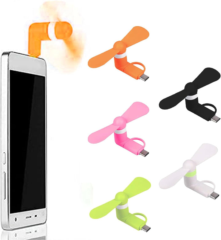 Cerioll 5 Stücke Mini-Handy-Lüfter, 2 in 1 Mini-Handy-Ventilator, Tragbarer Kühler Rotierender Venti