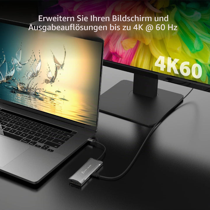 j5create USB C 4K Triple Display Hub - 4K HDMI x2, 4K DP, 2 USB-A und USB-C 10Gbps, PD 100W, Etherne
