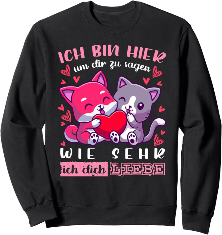 Valentinstag Pärchen Pyjama Katzen mit Herz und Spruch Sweatshirt