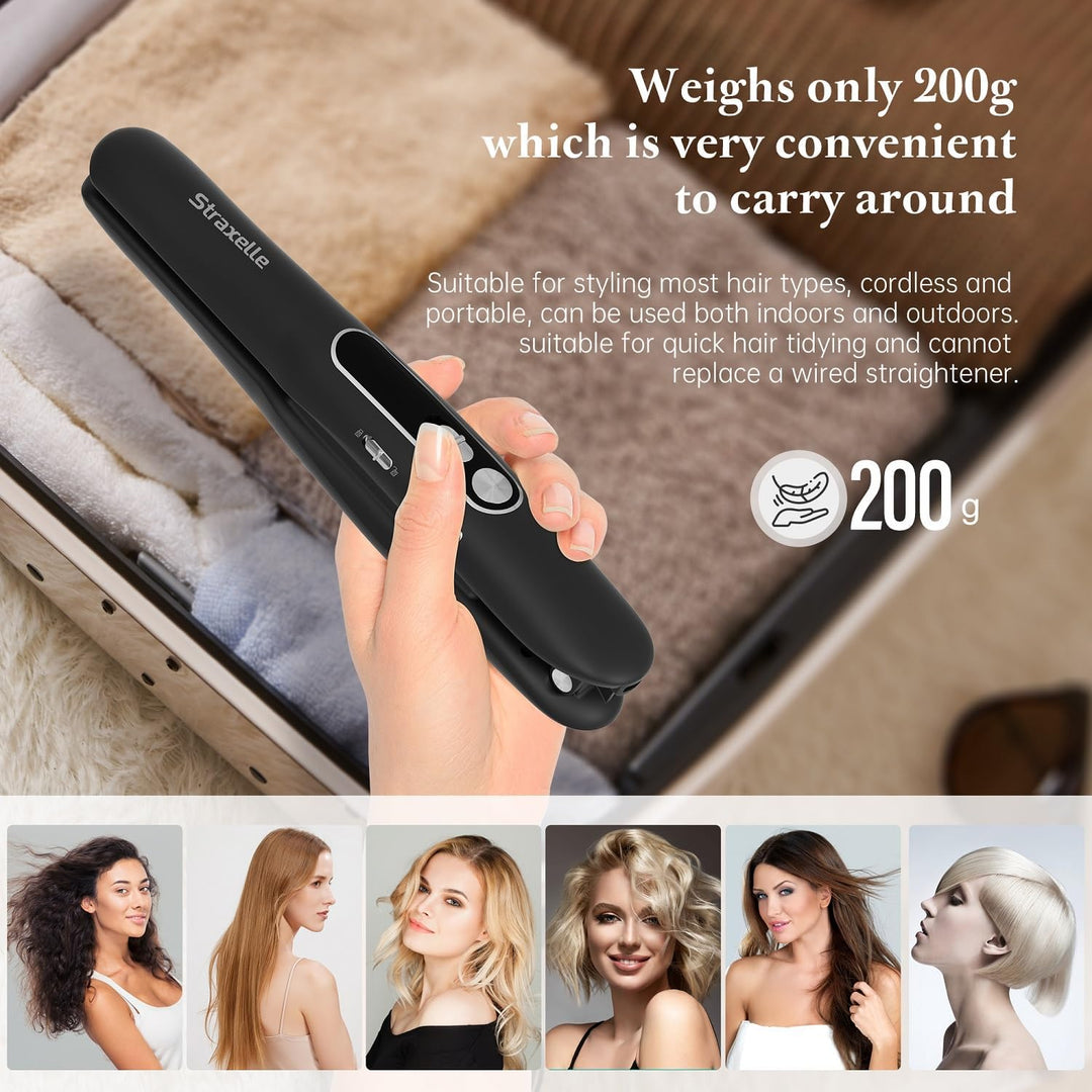 Mini Glätteisen Kabellos 2 in 1 Glätteisen Locken und Glätten mit 5000mAh ReiseGlätteisen 3 Einstell